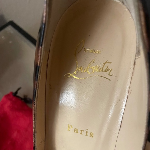 Christian Louboutin patent leather leopard peep toe heels size 39 European. - Picture 6 of 6